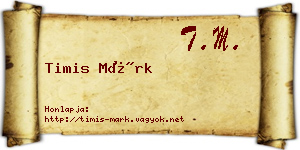 Timis Márk névjegykártya